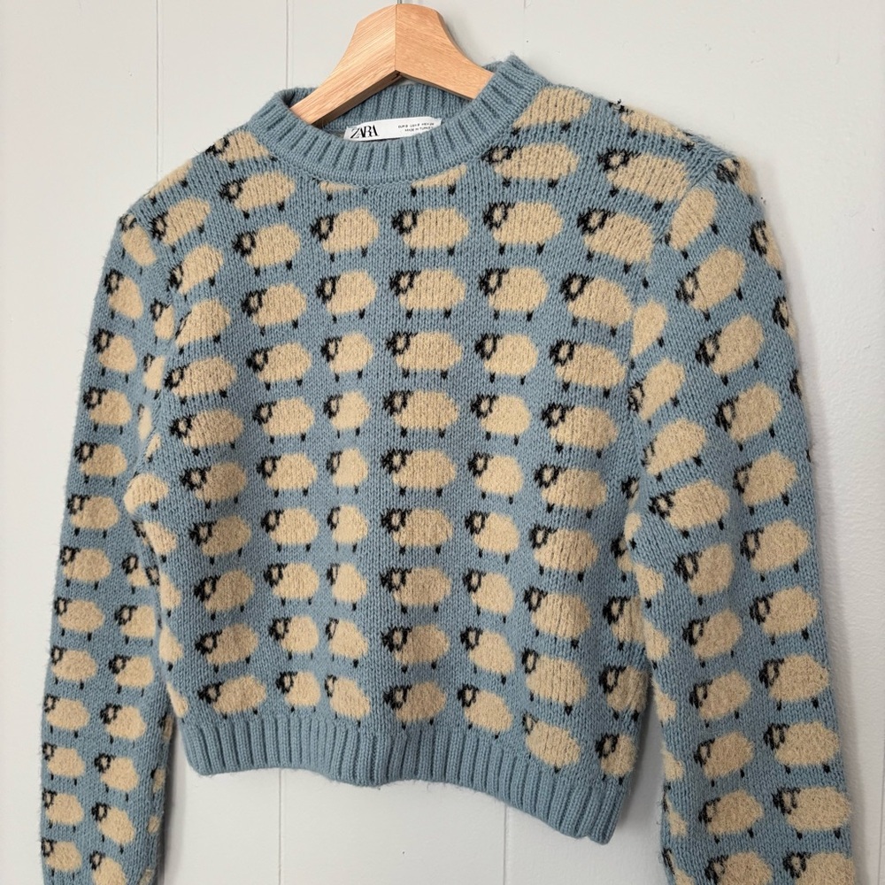 Zara Baby Blue Sheep Sweater
